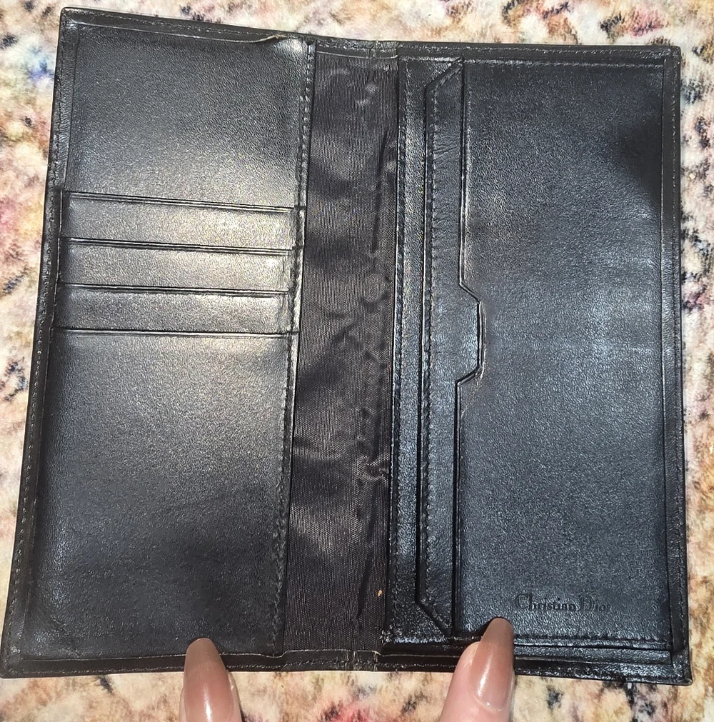 Vintage Christian Dior Black Leather Long Wallet